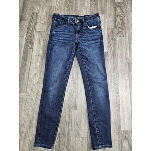 (3/$35) American Eagle Jeans Womens 8 Short Dark Wash Jegging Stretch Skinny